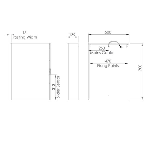 Tavistock Slide 1 Door Wall Mounted Illuminated Mirror Cabinet - 700mm x 500mm - Image 4