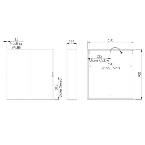 Tavistock Slide 2 Door Illuminated Mirror Cabinet - 700mm x 650mm - Image 2