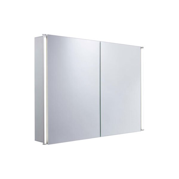 Tavistock Sleek 2 Door Illuminated Mirror Cabinet - 650mm x 1000mm - Aluminium - Image 2