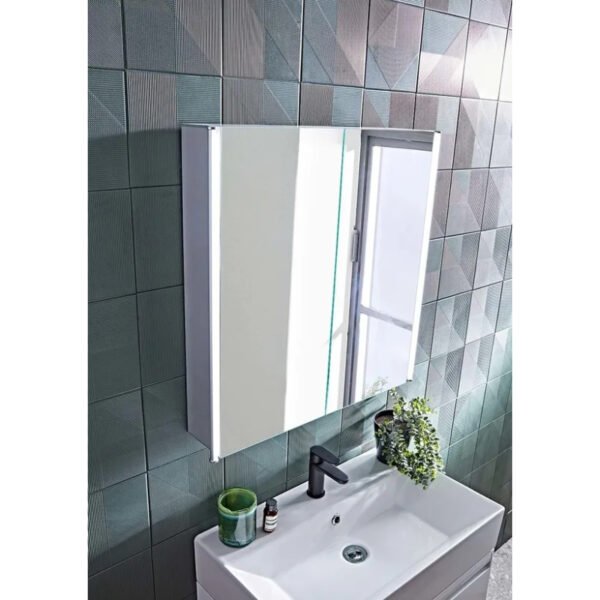 Tavistock Sleek 2 Door Illuminated Mirror Cabinet - 650mm x 650mm - Aluminium