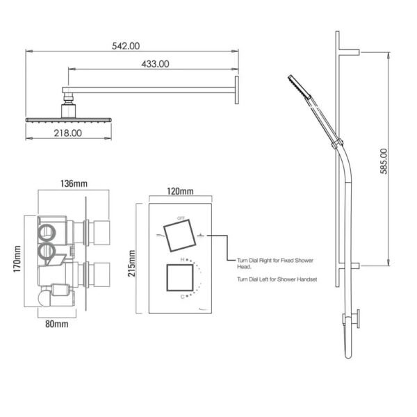 Tavistock Index Dual Function Concealed Shower System With Riser Kit And Overhead Shower - Image 7