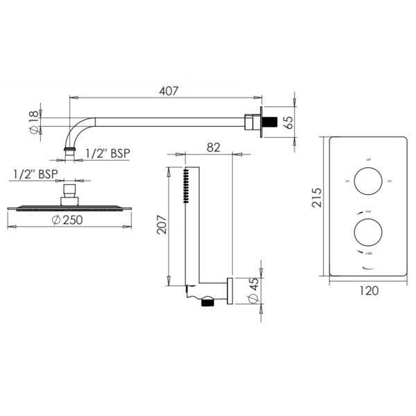 Tavistock Quantum Thermostatic Dual Function Concealed Shower System With Handset, Holder And Overhead Shower - Image 5