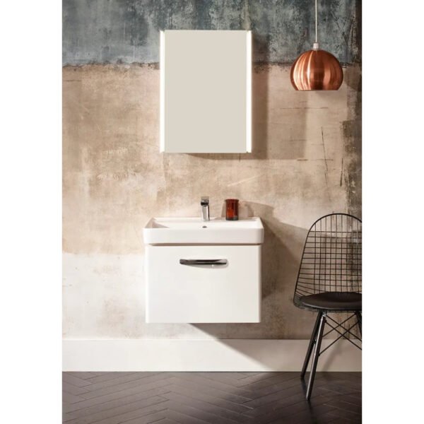 Tavistock Sleek 1 Door Illuminated Mirror Cabinet Without Charging - 650mm x 490mm - Aluminium