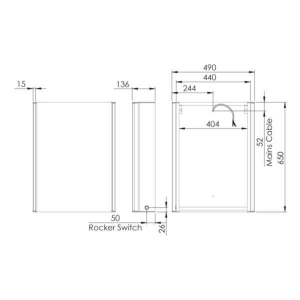 Tavistock Sleek 1 Door Illuminated Mirror Cabinet Without Charging - 650mm x 490mm - Aluminium - Image 3