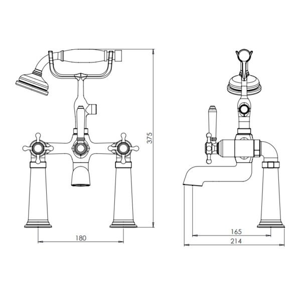 Tavistock Ashmore Deck Mounted Bath Shower Mixer Tap With Handset And Hose - Chrome - Image 3