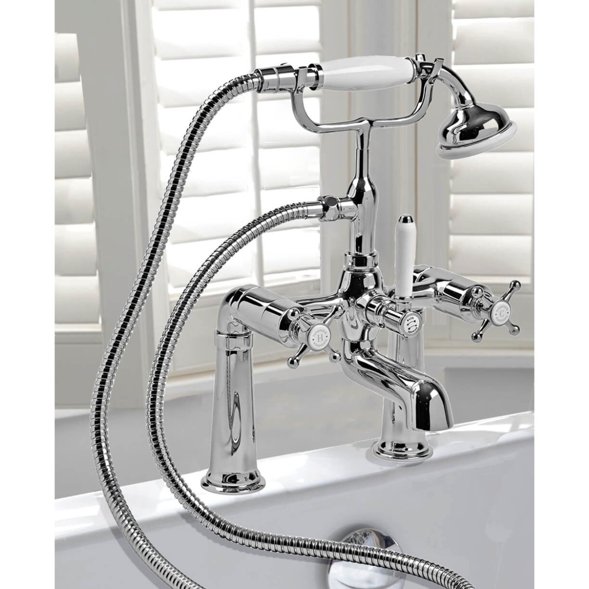Tavistock Ashmore Deck Mounted Bath Shower Mixer Tap With Handset And Hose - Chrome