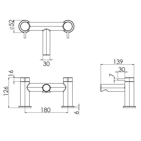 Tavistock Anthem Deck Mounted Bath Shower Mixer Tap With Handset And Hose - Image 2