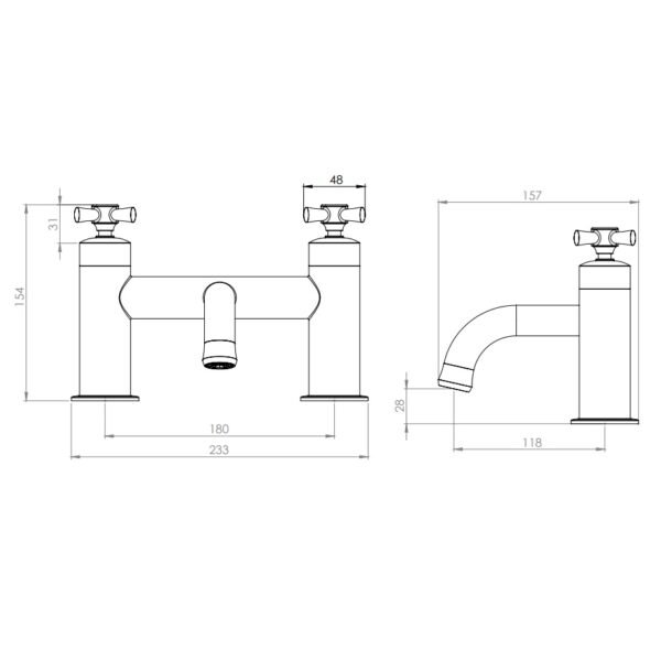 Tavistock Cheltenham Deck Mounted Bath Filler Tap - Chrome - Image 2