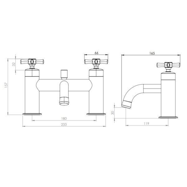 Tavistock Cheltenham Deck Mounted Bath Shower Mixer Tap With Handset And Hose - Chrome - Image 2