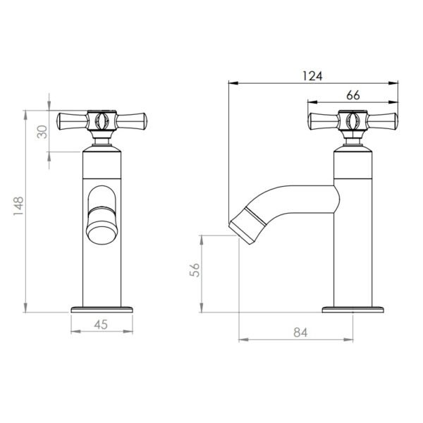 Tavistock Cheltenham Deck Mounted Basin Pillar Taps - Chrome - Image 4