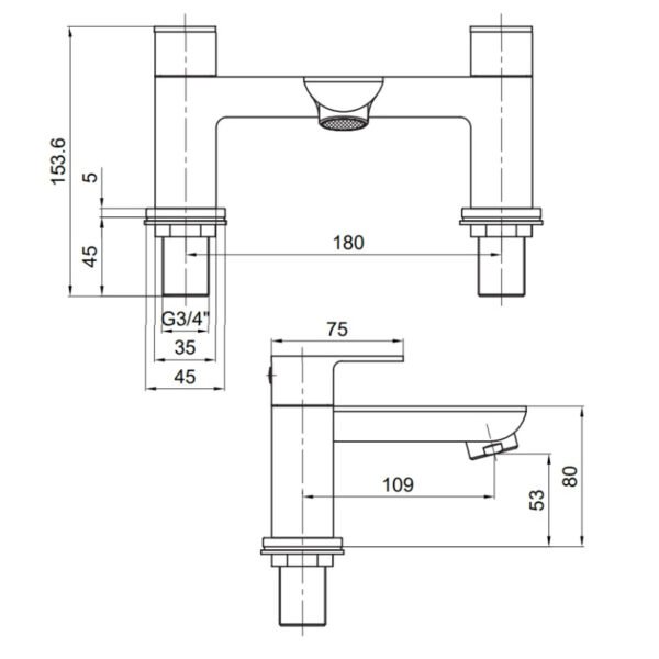 Tavistock Haze Deck Mounted Bath Filler Tap - Image 2