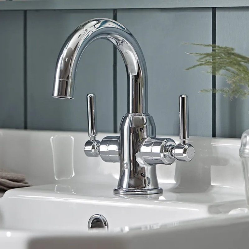 Tavistock Marston Deck Mounted Basin Mixer Tap With Click Waste - Chrome