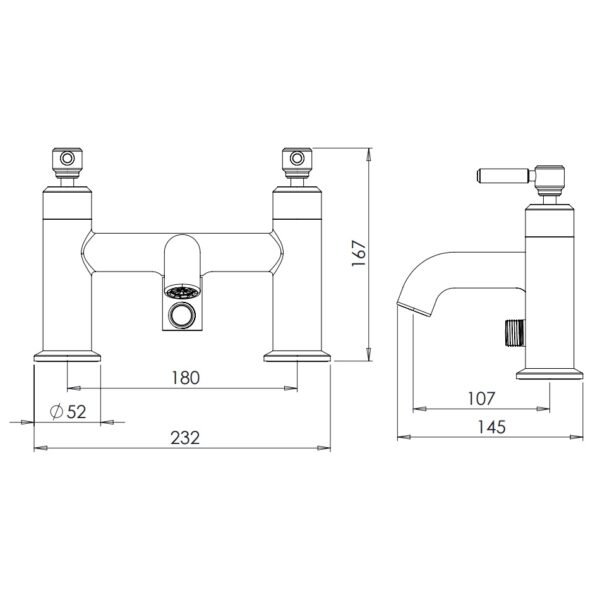 Tavistock Marston Deck Mounted Bath Shower Mixer Tap With Handset And Hose - Chrome - Image 2