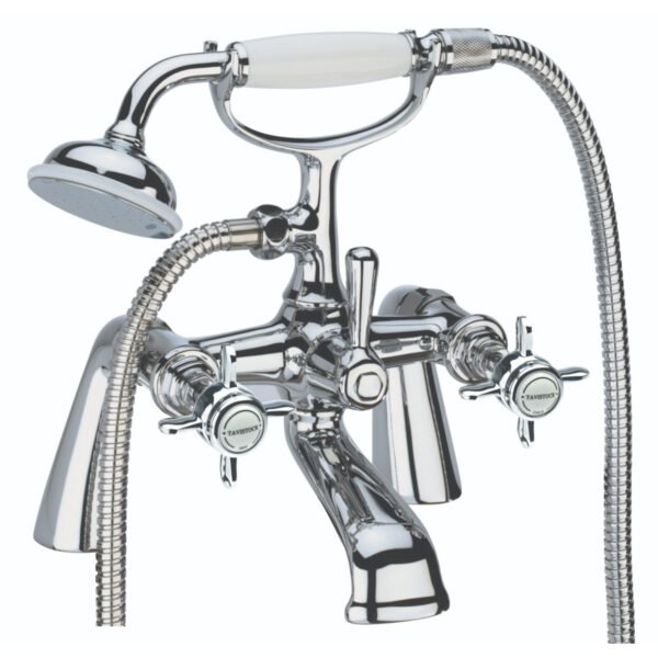 Tavistock Varsity Deck Mounted Bath Shower Mixer Tap With Handset And Hose - Chrome