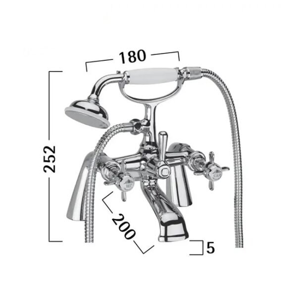 Tavistock Varsity Deck Mounted Bath Shower Mixer Tap With Handset And Hose - Chrome - Image 2