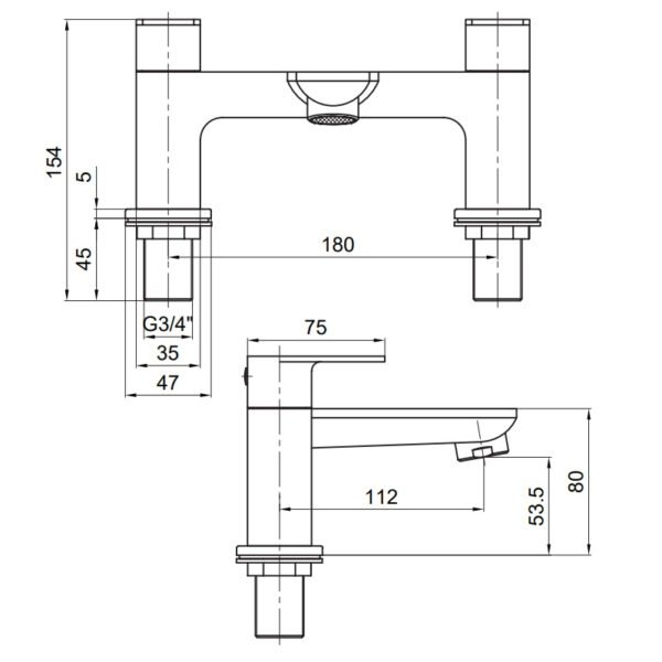 Tavistock Zero Deck Mounted Bath Filler Tap - Chrome - Image 2