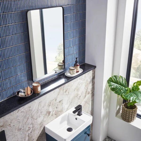 Tavistock Verge Framed Rectangular Non Illuminated Mirror - Matt Black