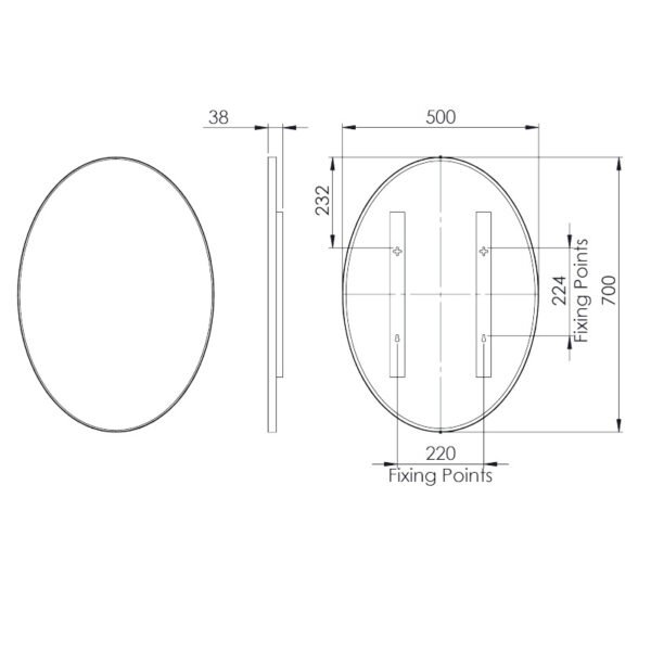 Tavistock Verge Framed Oval Non Illuminated Mirror - 700mm x 500mm - Matt Black - Image 3