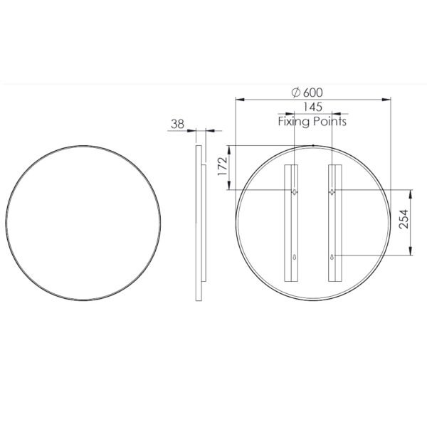 Tavistock Verge Framed Round Non Illuminated Mirror - Matt Black - Image 2