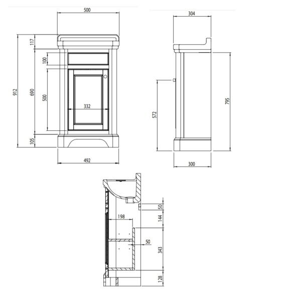 Tavistock Vitoria Floor standing Vanity Unit With Basin - 500mm Wide - 2 TH - Image 8