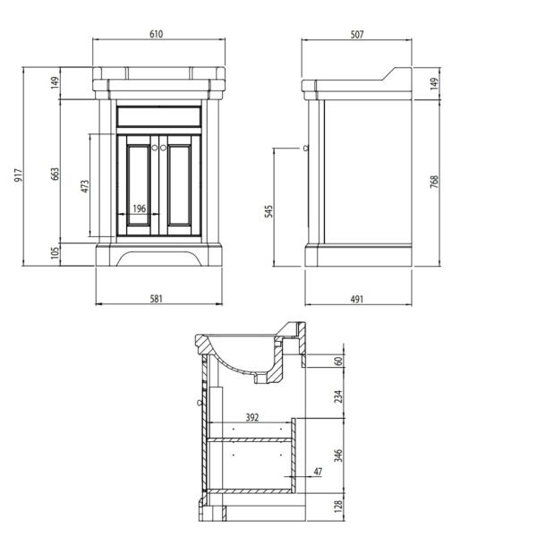 Tavistock Vitoria Floor standing Vanity Unit With Basin - 600mm Wide - 1 TH - Image 5