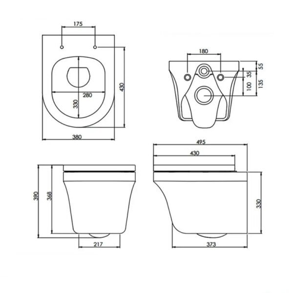 Tavistock Aerial Wall Hung Toilet With Soft Close Seat - White - Image 5