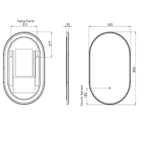 Tavistock Oxygen Pill Illuminated Mirror - 800mm x 500mm - Image 5