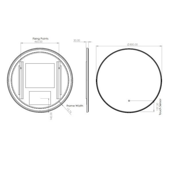 Tavistock Oxygen Round Illuminated Mirror - 800mm x 800mm - Image 5
