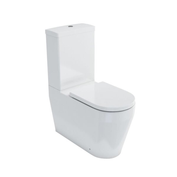Britton Stadium Close Coupled Toilet With Push Button Cistern And Soft Close Seat - White