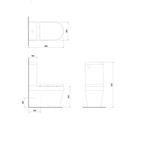 Britton Stadium Close Coupled Toilet With Push Button Cistern And Soft Close Seat - White - Image 3