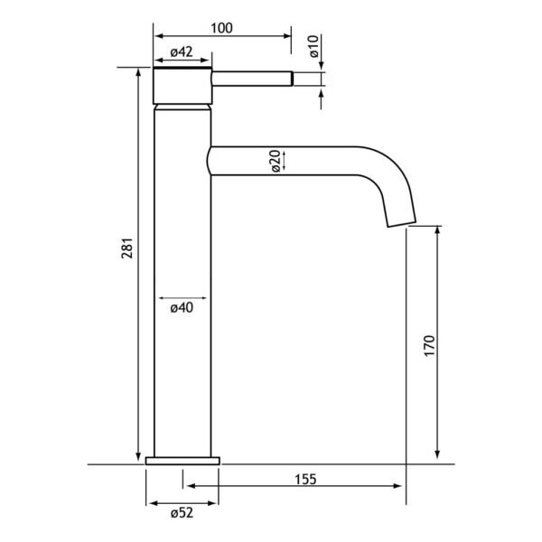 Eastbrook Meriden Mono Tall Basin Mixer Tap And Waste - Image 2