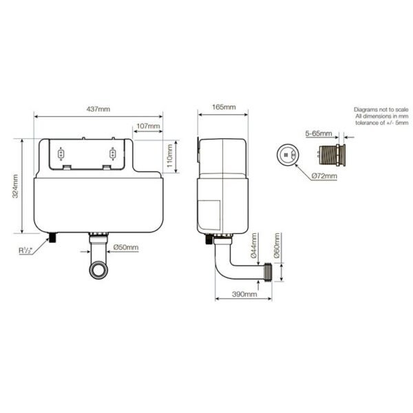 Tavistock Comfort Height Dual Flush Concealed Cistern - Image 2