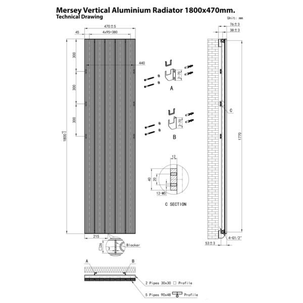 Eastbrook Mersey Aluminium Designer Radiator Matt White - Image 20