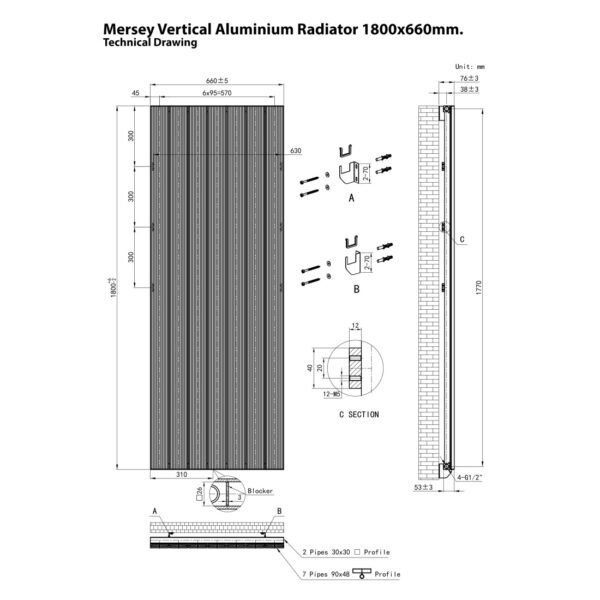 Eastbrook Mersey Aluminium Designer Radiator Matt White - Image 22