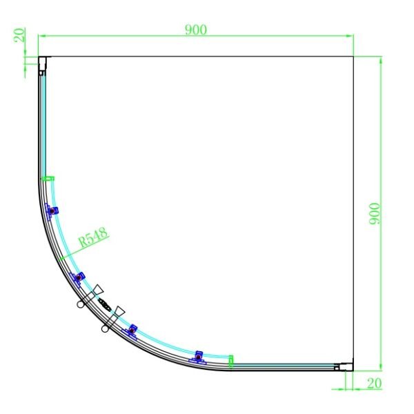 Eastbrook Vulcan 2 Door Quadrant Shower Enclosure 5mm Glass Chrome - Image 2