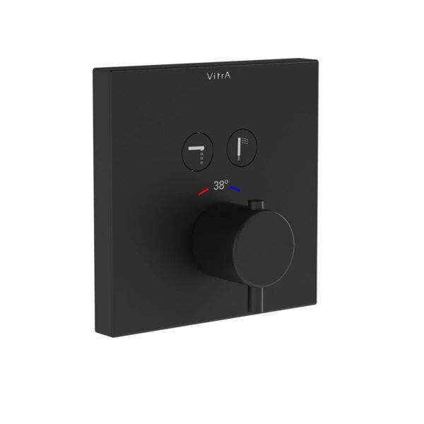Vitra Aquacontrol Thermostatic 2 Way Concealed Bath Shower Mixer - Matt Black