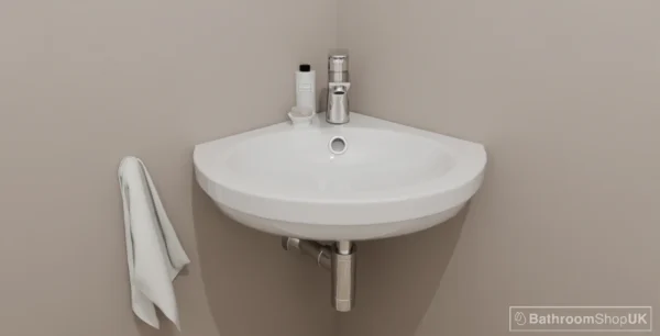 Eastbrook Dura Corner Wall Hung Basin 465mm Wide 1 TH