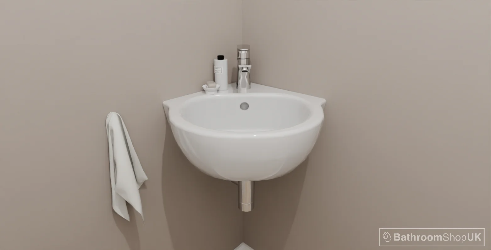 Eastbrook Wall Hung Corner Basin 450mm Wide 1 TH White