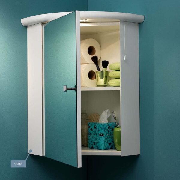 Eastbrook Corner 1 Door Non Illuminated Mirror Cabinet 521mm x 430mm High Gloss White