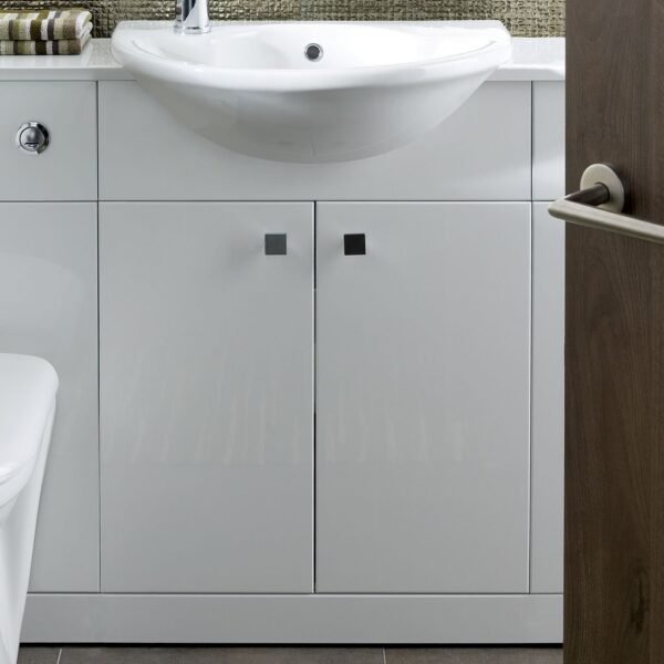 Eastbrook Oslo 2 Door Floor Standing Vanity Unit with Basin 600mm Wide Left Hand 1 Tap Hole White - Image 2