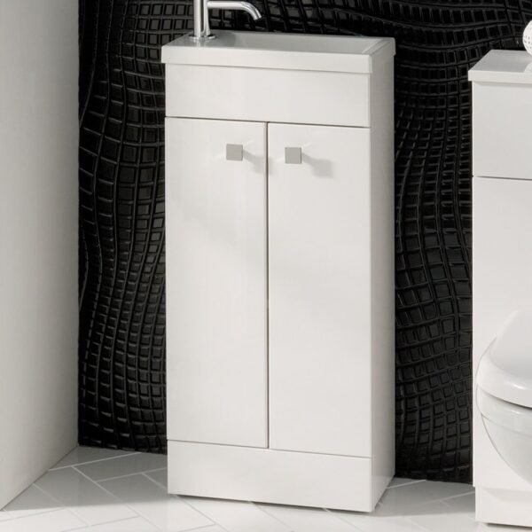 Eastbrook Oslo 2 Door Floor Standing Vanity Unit with Basin 390mm Wide 1 Tap Hole White