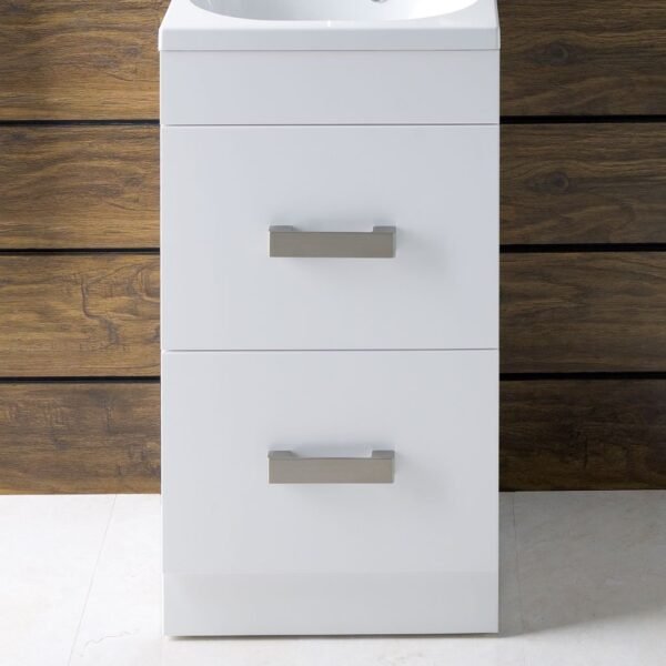Eastbrook Oslo 2 Drawer Floor Standing Vanity Unit with Basin 440mm Wide 1 Tap Hole White
