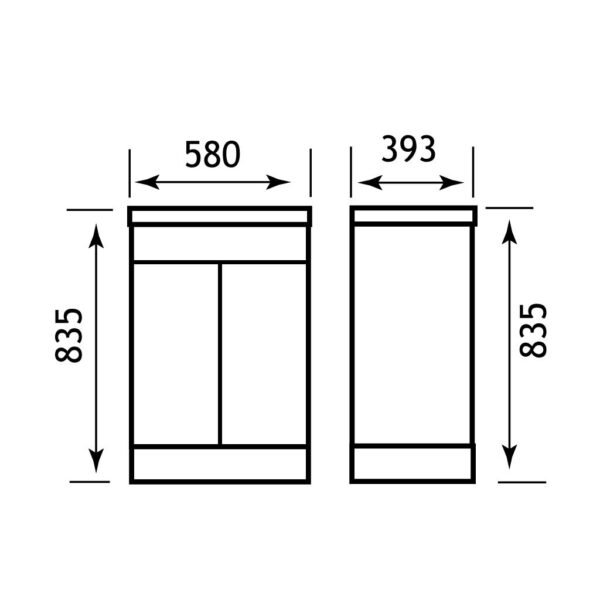 Eastbrook Oslo/Quantum 2 Door Floor Standing Vanity Unit with Basin 580mm Wide 1 Tap Hole White - Image 2