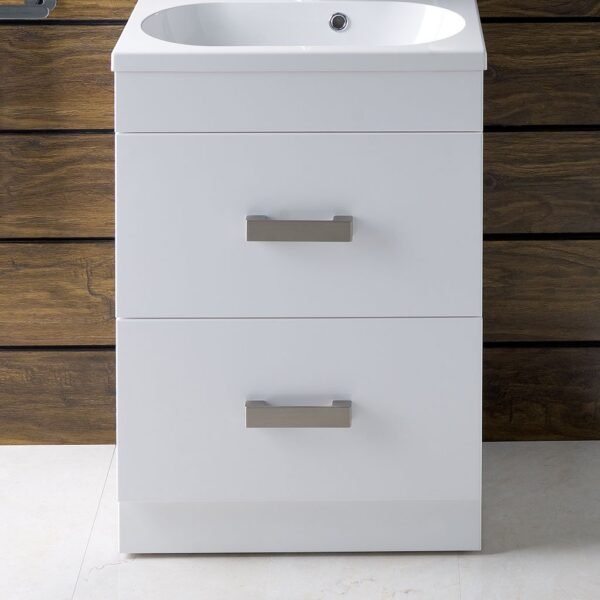 Eastbrook Oslo 2 Drawer Floor Standing Vanity Unit with Basin 580mm Wide 1 Tap Hole White