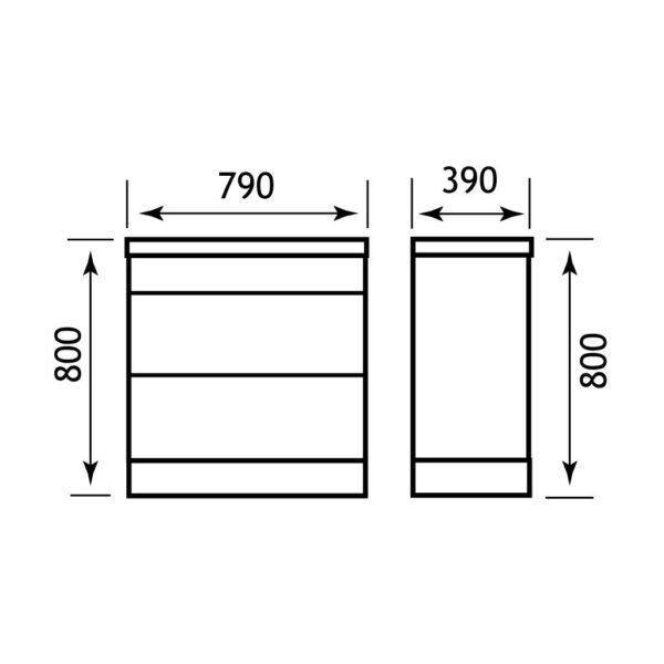 Eastbrook Oslo 2 Drawer Floor Standing Vanity Unit with Basin 800mm Wide 1 Tap Hole White - Image 2