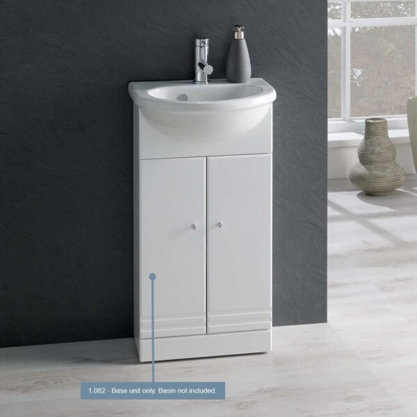Eastbrook Madrid 2 Door Floor Standing Vanity Unit with Basin 432mm Wide 1 Tap Hole White