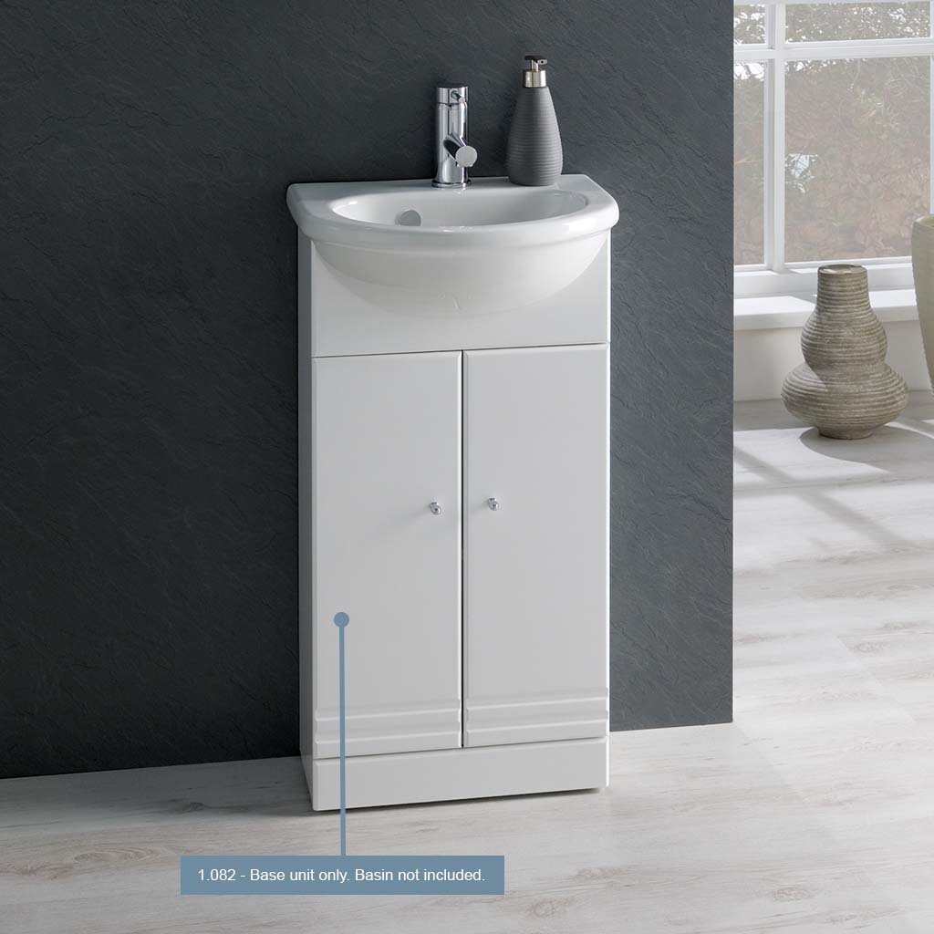 Eastbrook Madrid 2 Door Floor Standing Vanity Unit with Basin 432mm Wide 1 Tap Hole White