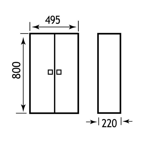 Eastbrook Oslo 2 Door Wall Hung Medium Storage Unit 800mm x 500mm - Image 3