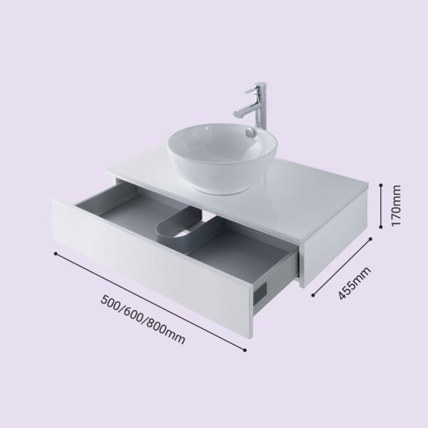 Eastbrook Castilla 1 Drawer Wall Hung Vanity Unit 500mm Wide White - Image 2