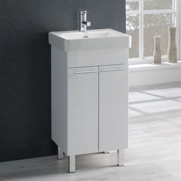Eastbrook Sorrento 2 Door Floor Standing Vanity Unit with Basin 450mm Wide White